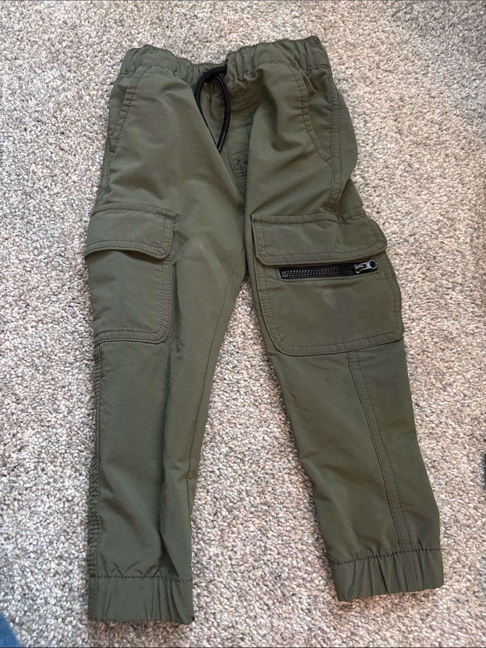Cat & Jack Olive Green Cargo Jogger Pants with Zip Pocket